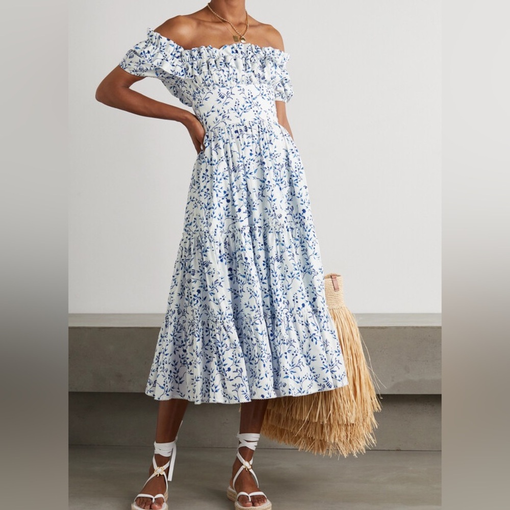 Small Agua by Agua Bendita Banana Acacias Blue and White Dress